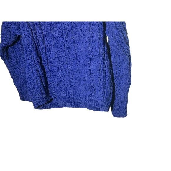 Cape Isle Knitters Womens Blue Cable Knit Sweater Medium Hand Knit Cold Weather - Picture 2 of 5